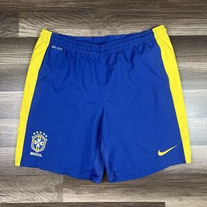 Nike Brazil Shorts Away 2012/13 Soccer Shorts Blue Yellow Sz XL 447938-497
